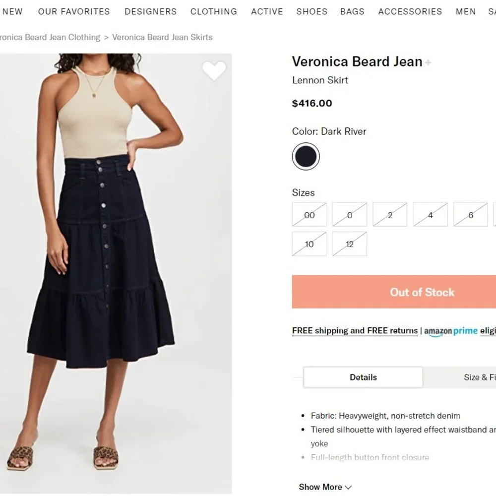 NEW Veronica Beard Lennon Tiered Denim Jean Skirt Size 14 SOLD OUT ONLINE - Picture 16 of 16